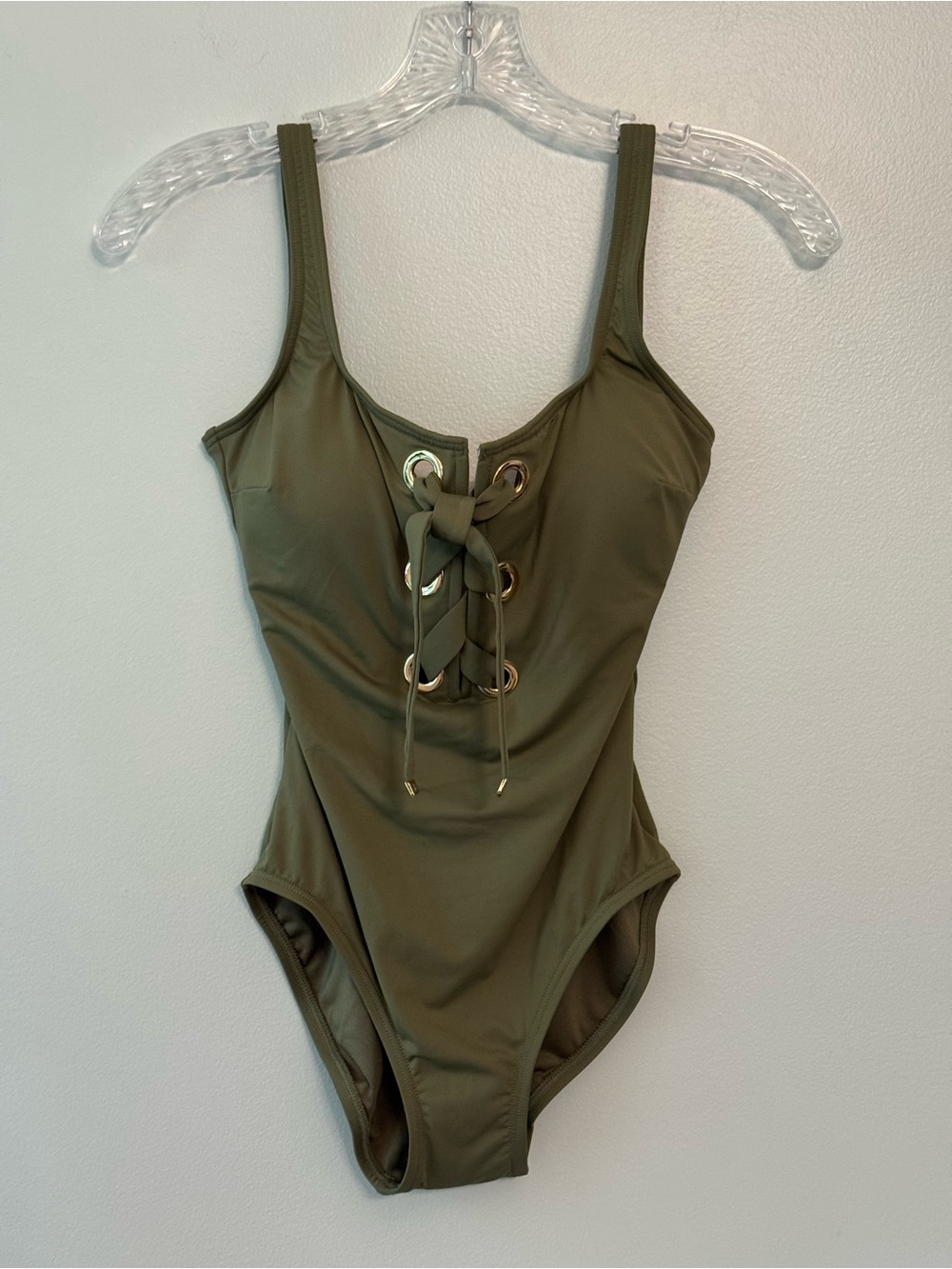 πΉ NWT Michael Kors Olive Green Lace-Up One-Piece Swimsuit Size 6
